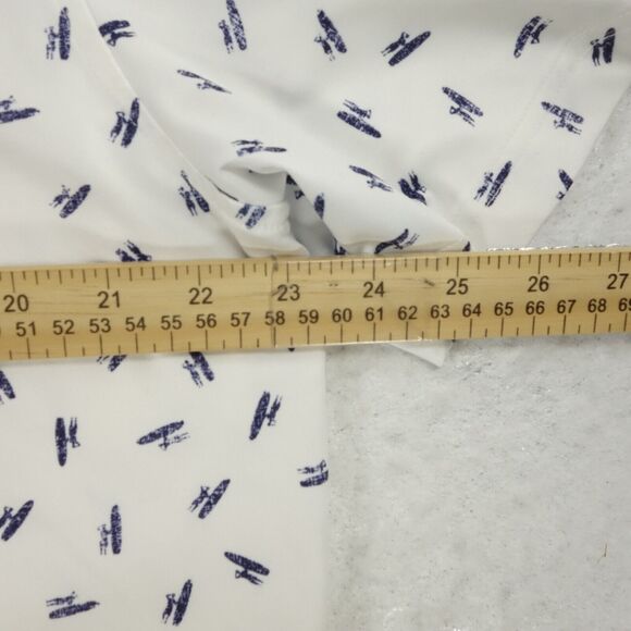 Johnnie O Polo Shirt Mens Large White Blue Golf Surf Logo All Over Print 4 Way - Picture 9 of 12